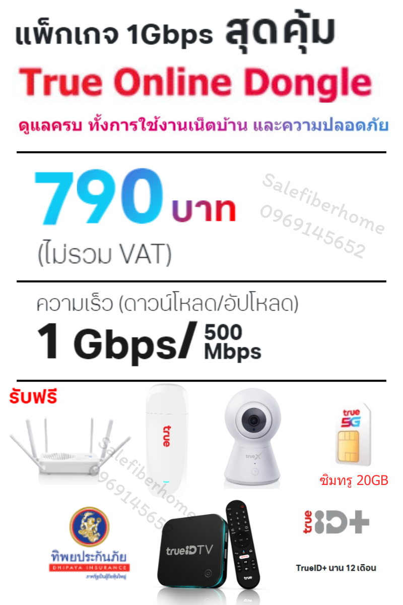 ติดเน็ตบ้านทรู เน็ตบ้านพร้อมอุปกรณ์เพื่อความใช่งานต่อเนื่อง 790 สปีด 1,000/500 Mbps.