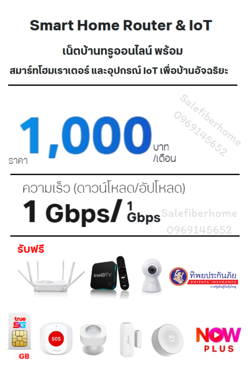 ติดเน็ตบ้านทรู เน็ตบ้านพร้อม Smart Home Router & IoT 1000 สปีด 1,000/1,000 Mbps.